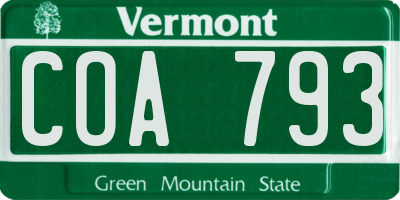 VT license plate COA793