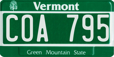 VT license plate COA795