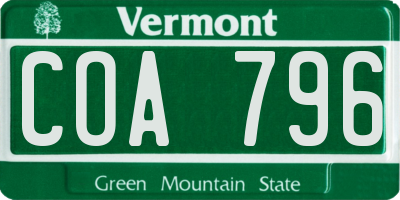 VT license plate COA796