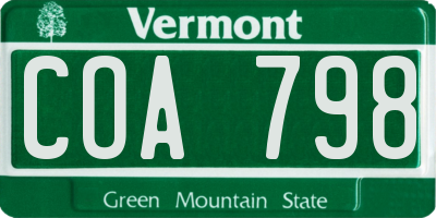 VT license plate COA798