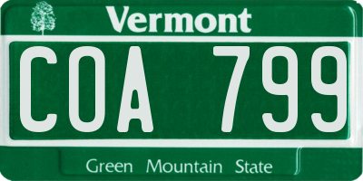 VT license plate COA799