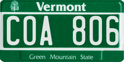 VT license plate COA806