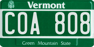 VT license plate COA808