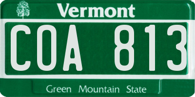 VT license plate COA813