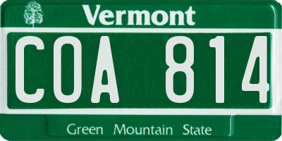 VT license plate COA814