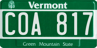 VT license plate COA817