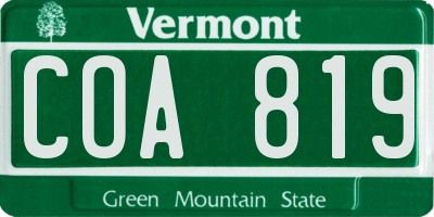 VT license plate COA819