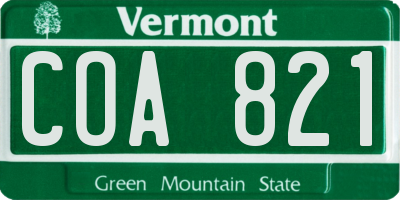 VT license plate COA821