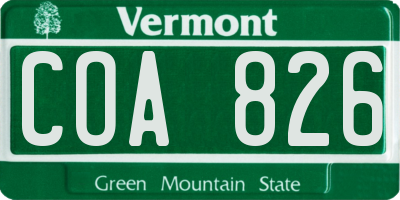VT license plate COA826