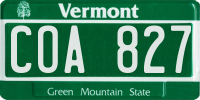 VT license plate COA827