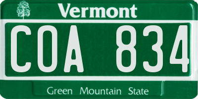 VT license plate COA834