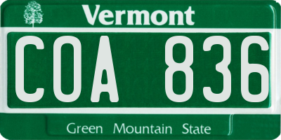 VT license plate COA836