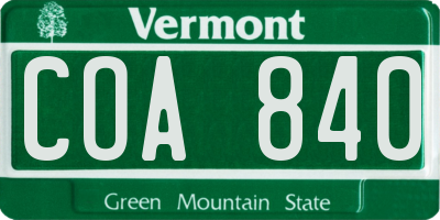 VT license plate COA840