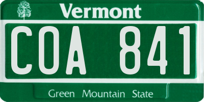 VT license plate COA841