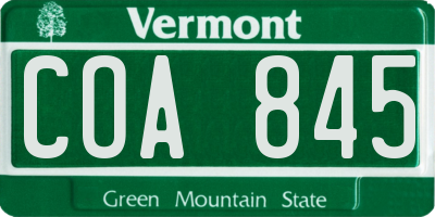 VT license plate COA845