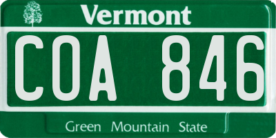 VT license plate COA846