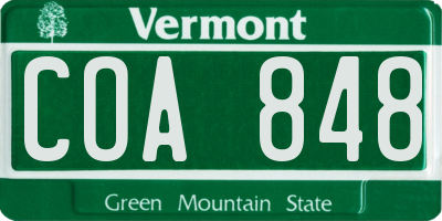 VT license plate COA848