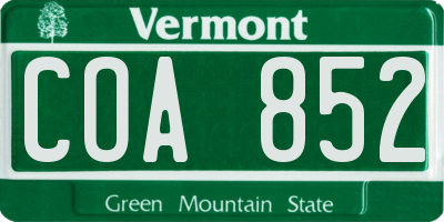 VT license plate COA852
