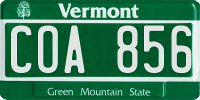 VT license plate COA856