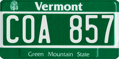 VT license plate COA857