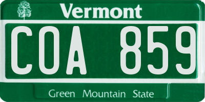 VT license plate COA859