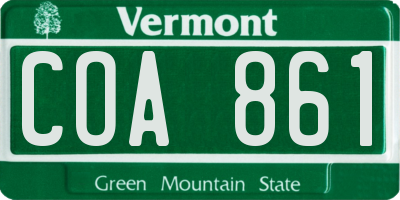 VT license plate COA861