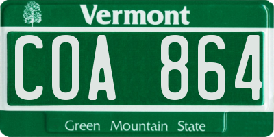 VT license plate COA864