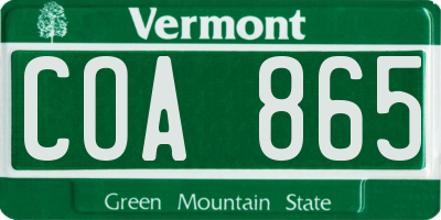 VT license plate COA865