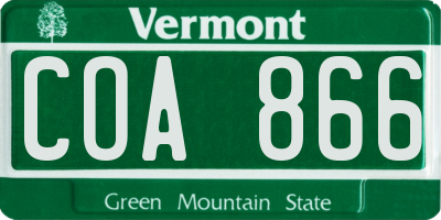 VT license plate COA866