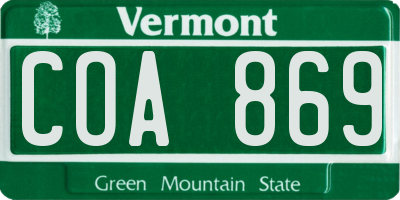 VT license plate COA869