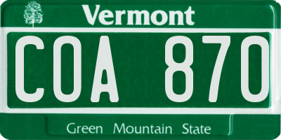 VT license plate COA870