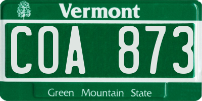 VT license plate COA873