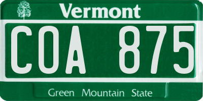 VT license plate COA875