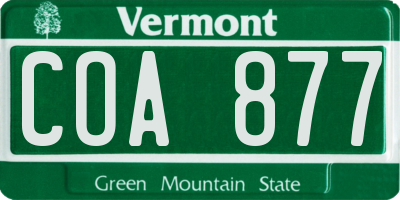 VT license plate COA877