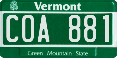 VT license plate COA881