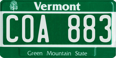 VT license plate COA883