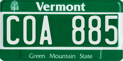 VT license plate COA885