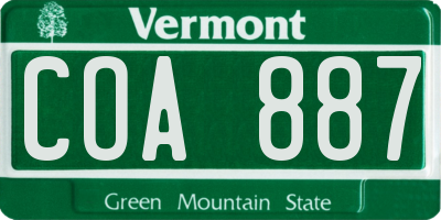 VT license plate COA887