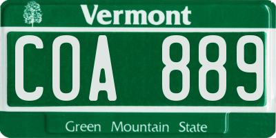 VT license plate COA889