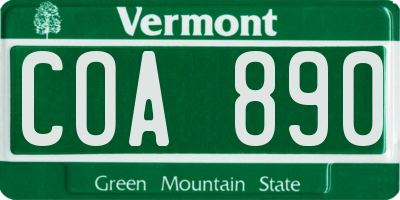VT license plate COA890