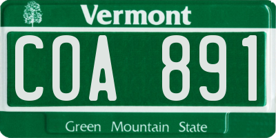 VT license plate COA891