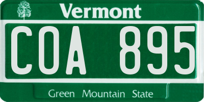 VT license plate COA895