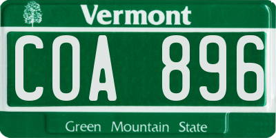 VT license plate COA896