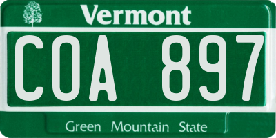 VT license plate COA897