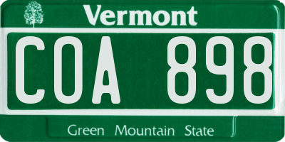 VT license plate COA898