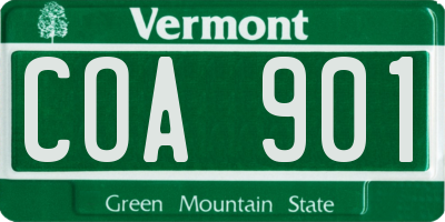 VT license plate COA901