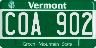 VT license plate COA902