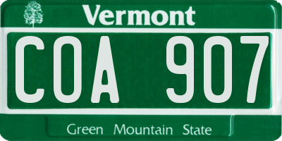 VT license plate COA907