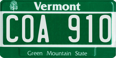 VT license plate COA910