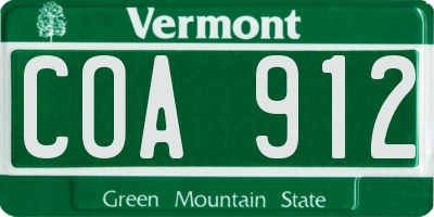 VT license plate COA912